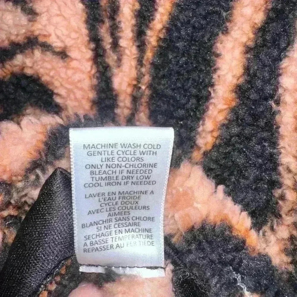 Love Fire Los Angeles Ballon Sleeves Sherpal Jacket S/P Black Orange - Picture 8 of 10